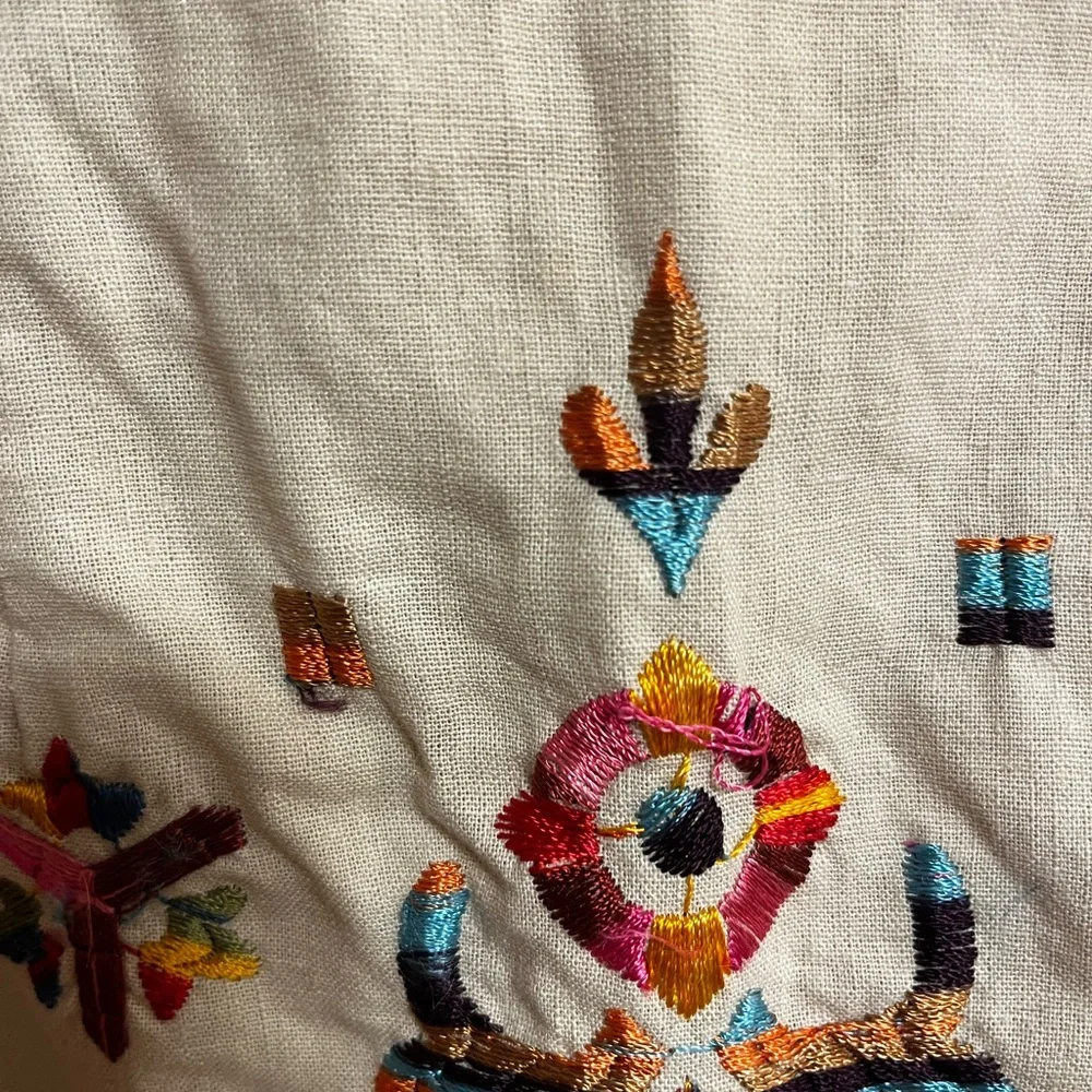 Anthropologie Cream Multicolor Embroidered Pencil Skirt - Picture 5 of 13